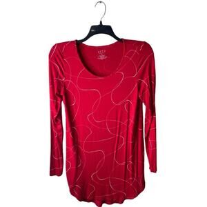 APT 9 Essentials T-Shirt Womens M Abstract Line Art Long Sleeve Casual Pullover